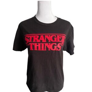 Stranger Things Netflix T-Shirt Black Graphic Tee Women Medium Great Condition